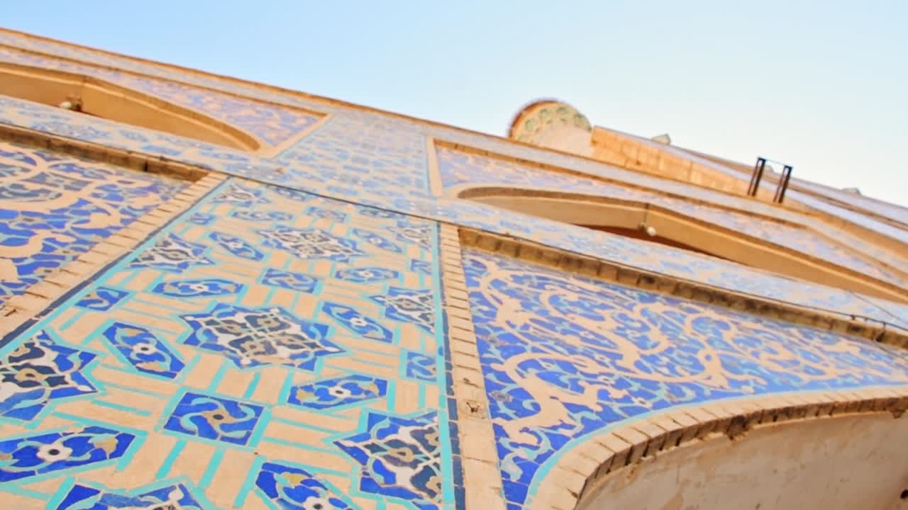 Beautiful design pattern on mosque exterior wall in Iranian culture