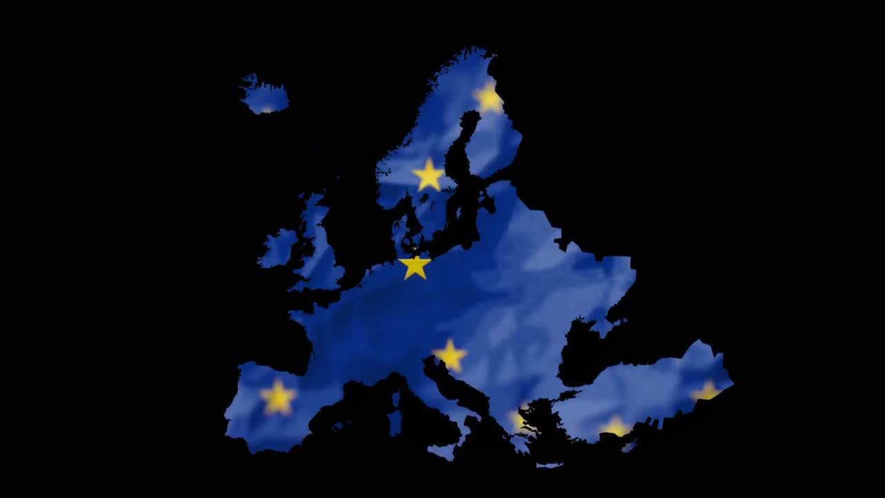 EU map made of EU flag against black background