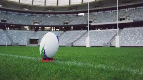 Rugbyball-Auf-Einem-Rasen-Im-Stadion-4k