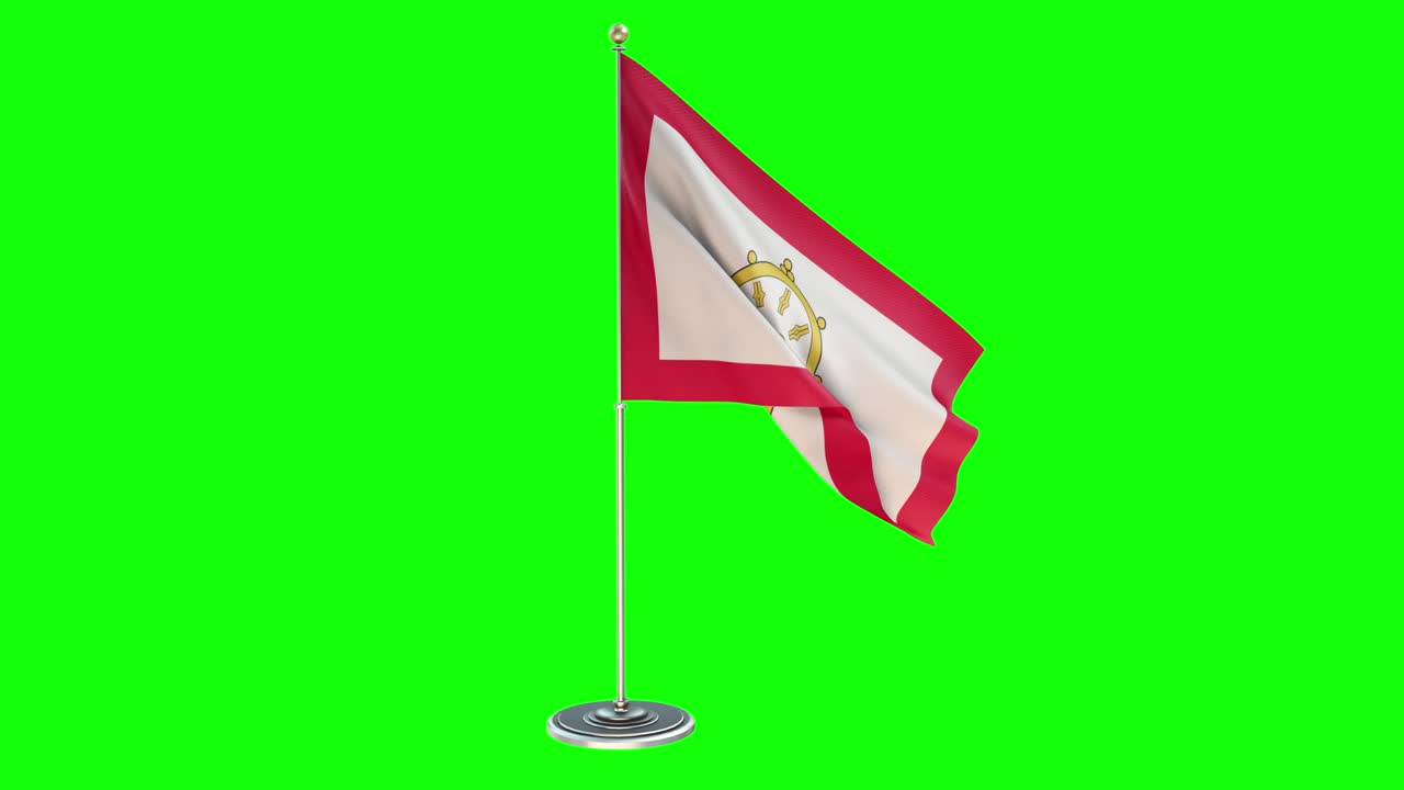 sikkim ilustración en 3d de la bandera ondeando en un poste con una llave cromada