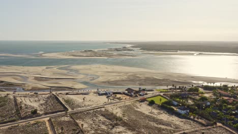 Low-tide-water-canals-and-small-Macapa-village-on-Brazilian-seashore-in-sunlight