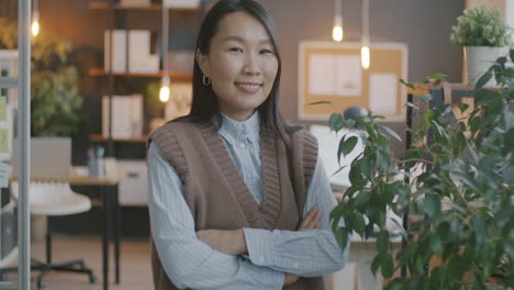 asian woman in modern office