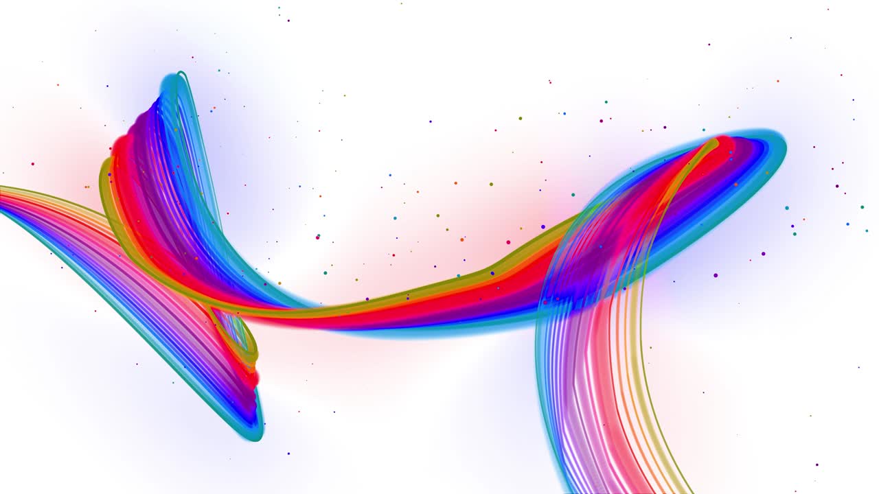 다채로운 파동선 또는 아름다운 줄무의 리본이 공중에 날아가며 색 배경에서 부드럽게 진동하고 파동합니다. 3d 추상 루프 크리에이티브 4k 배경과 루마 매트.