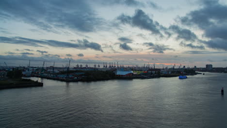 hamburg harbor cranes and cityscape