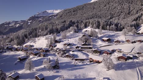 Verschneites-Bergdorf-In-Grindelwald,-Schweiz