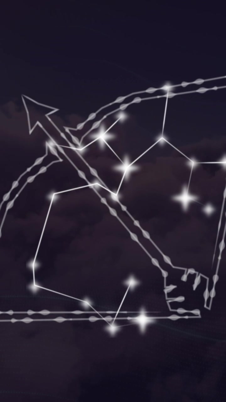 Animazione del segno zodiacale del Sagittario con stelle luminose