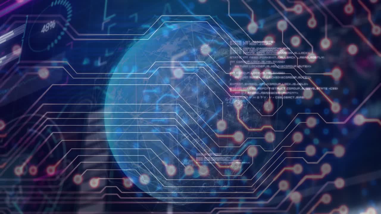 animación de la red de conexiones en todo el mundo y procesamiento de datos