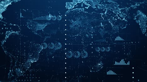 digital data financial investment and trading trends. financial diagram with charts and stock numbers showing profits and losses, business and finance background. seamless loop 4k animation