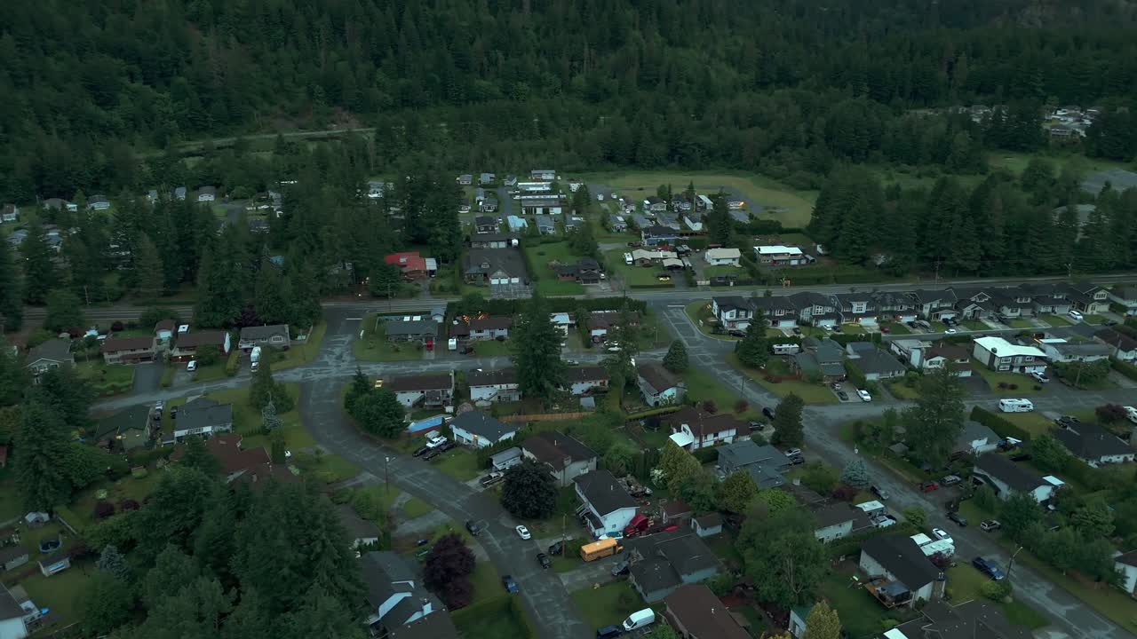 Above View Of Neighbourhoods Of Hope In The Province Of British Columbia, Canada. Aerial Drone Shot