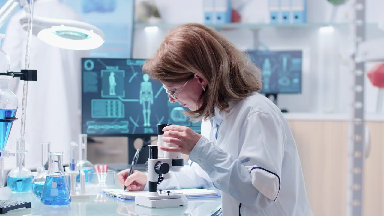 Scientists working in a medical research laboratory