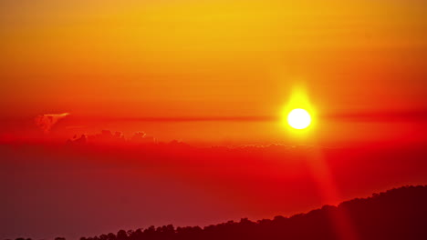 beautiful red sunrise from mount olympos in cyprus - timelapse