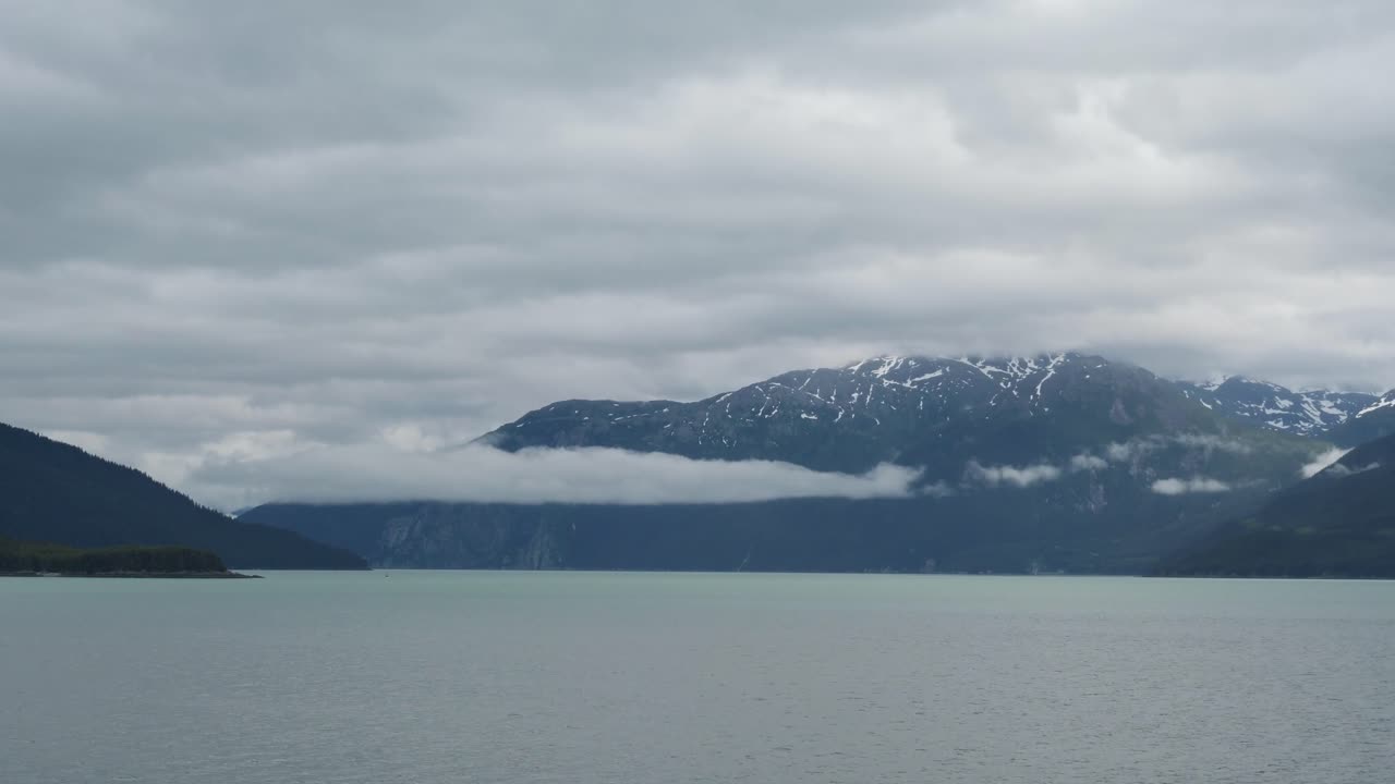 Juneau, Alaska. Sailing down the Gastineau Channel on a cloudy and rainy day.