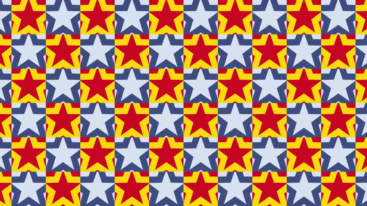 Abstract dynamic mosaic transition with multicolor stars. Holiday illustration for national events