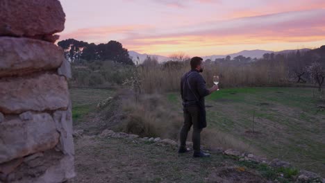 Kochstand-Auf-Dem-Land-Für-Eine-Weinprobe-Bei-Sonnenuntergang