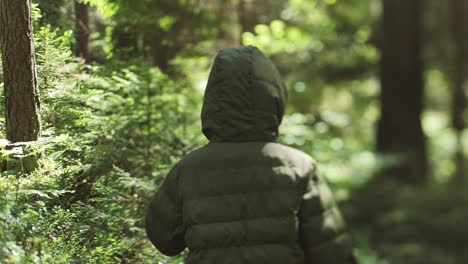 niño solo en el bosque