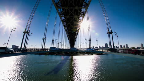 modern bridge underneath a sunny sky