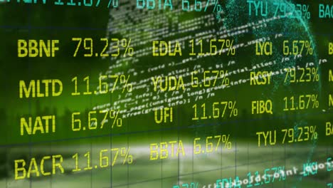 animación del procesamiento de datos y el mercado de valores sobre el paisaje urbano