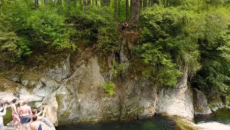 naked falls, washougal washington. cliff diving head first. near dougan falls washougal