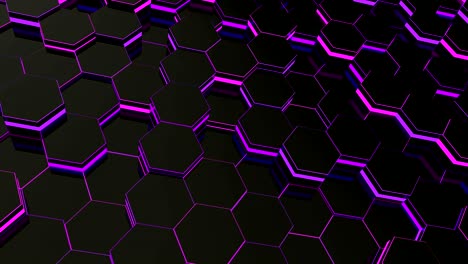 abstract hexagonal glowing background. flying over the luminous hexagons. seamless loop sequences.