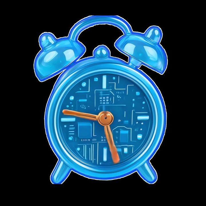 Futuristic Blue Alarm Clock Showing Time Passing Quickly