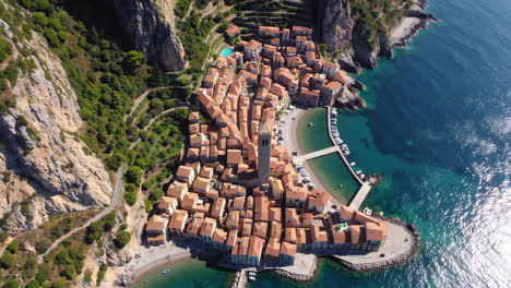 aerial view of a coastal italian village