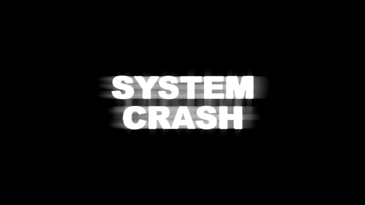 SYSTEM CRASH Glitch Text Animation, Rendering, Background, with Alpha Channel, Loop