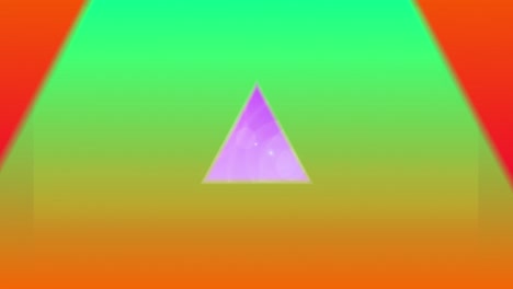 multiple colorful triangle shapes moving against black background