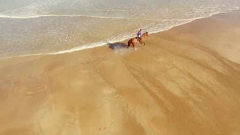 mujer a caballo en la orilla del mar