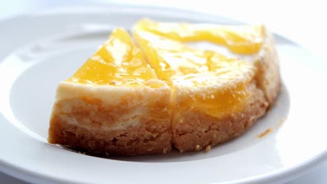 lemon cheesecake slices on a plate