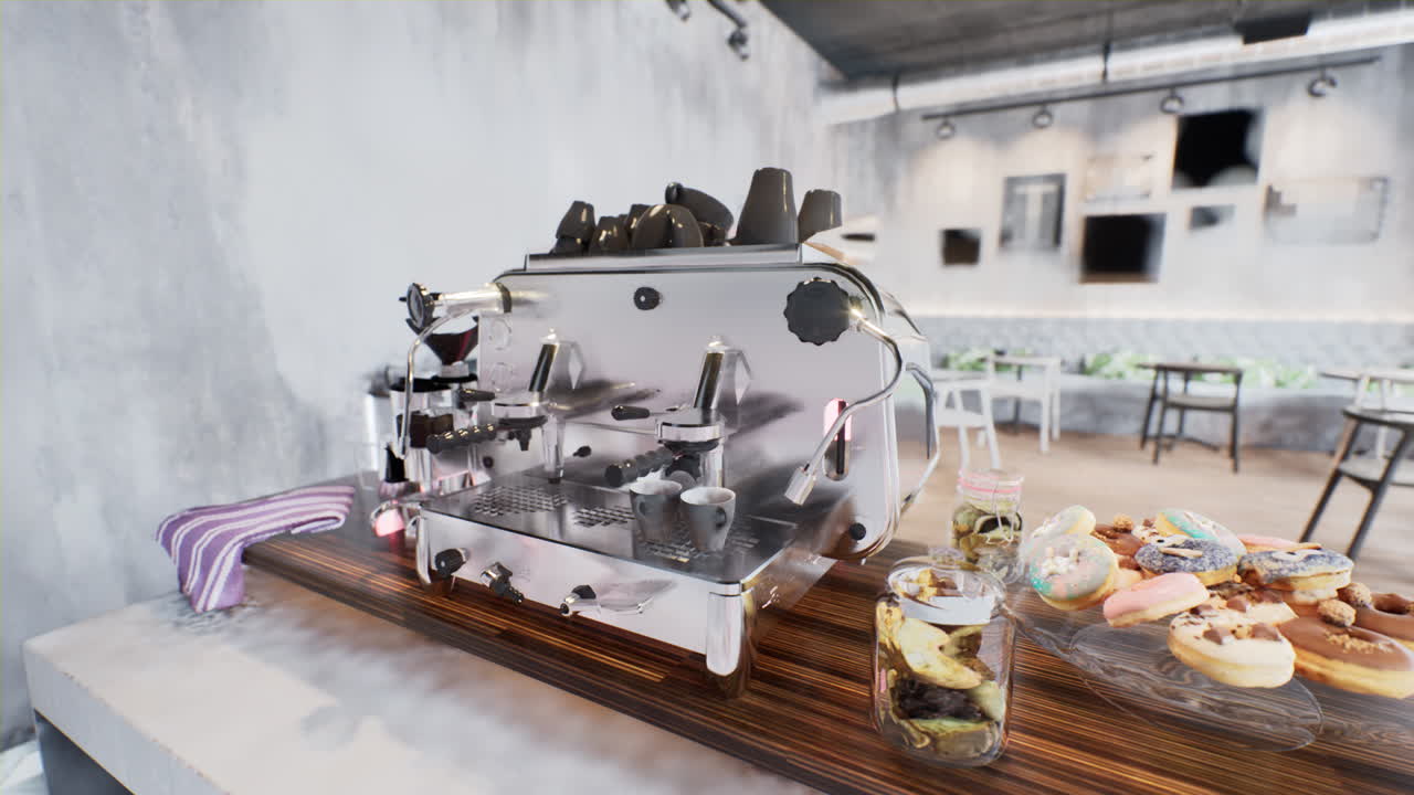 Macchina da caffè espresso nell'ufficio loft