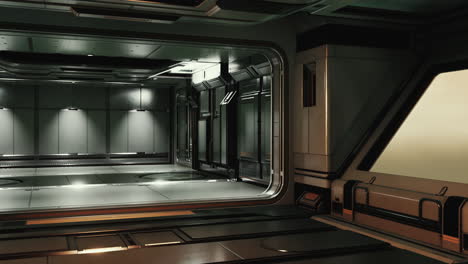 interior futurista de la base espacial