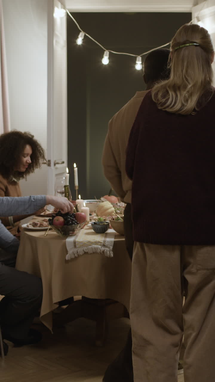 People gathered for a festive dinner party