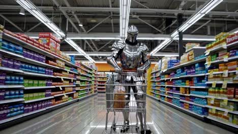 knight shopping in a supermarket