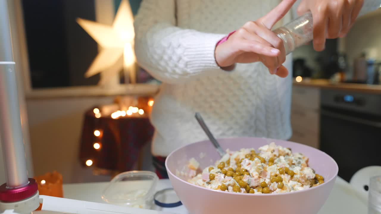 Making a salad for Christmas