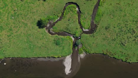 Aerial View of a River and Green Landscape