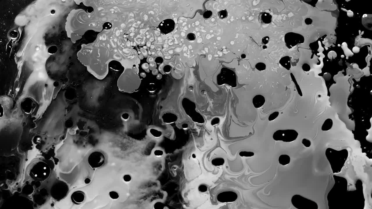 Black and white watercolor ink in oil water. Cool trending screensaver.