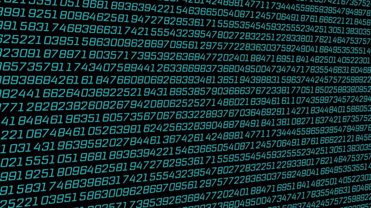 Animation of data processing on black background