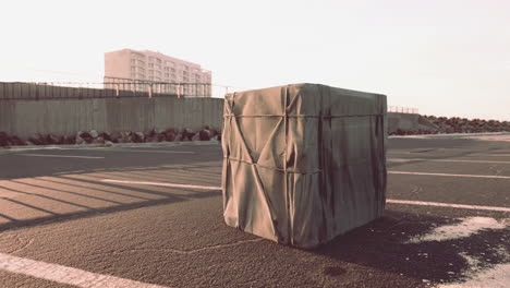 packaging boxe wrapped on empty parking