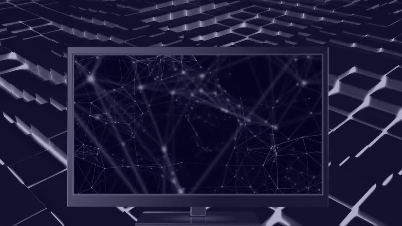 컴퓨터 화면에서 움직이는 모양을 통해 연결 네트워크의 애니메이션