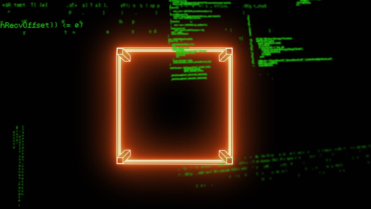 Animation of data processing over neon boxing ring