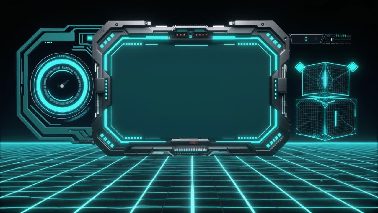 High-Tech Futuristic Interface with Blue Neon Glow