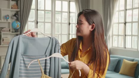 woman showing casual shirts for sell online