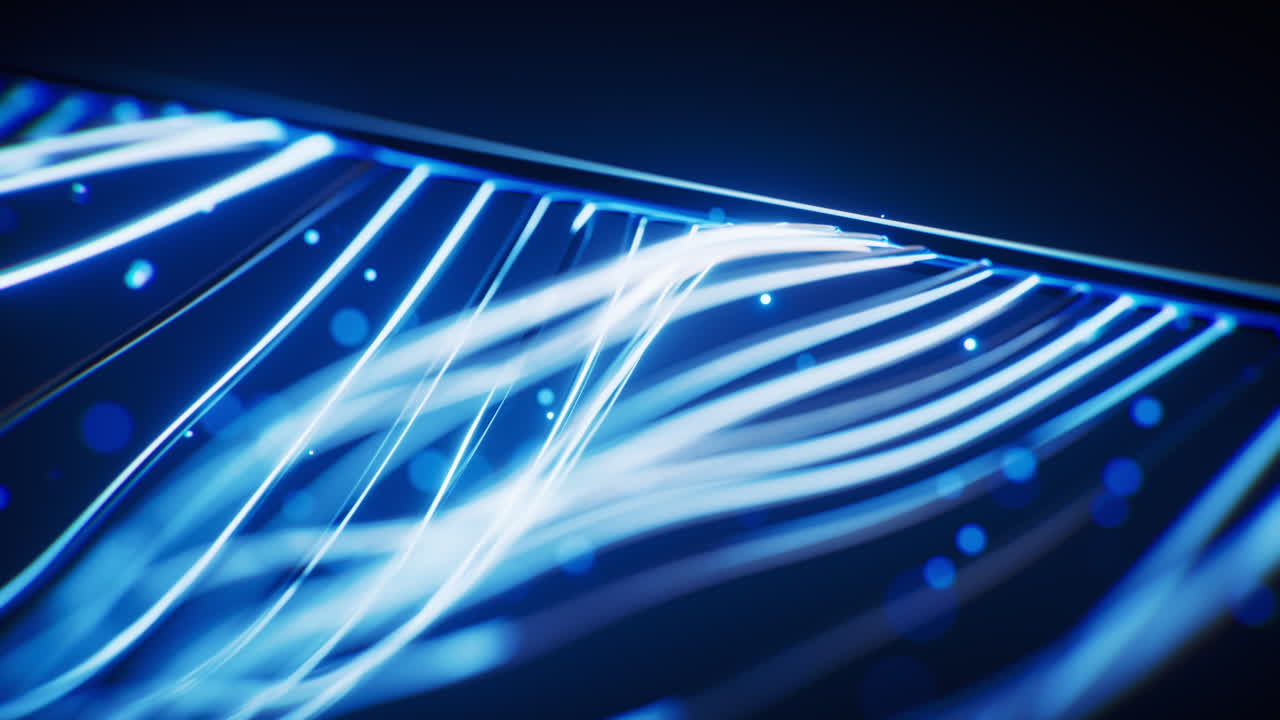 Glowing wave neon lines background, 3d rendering