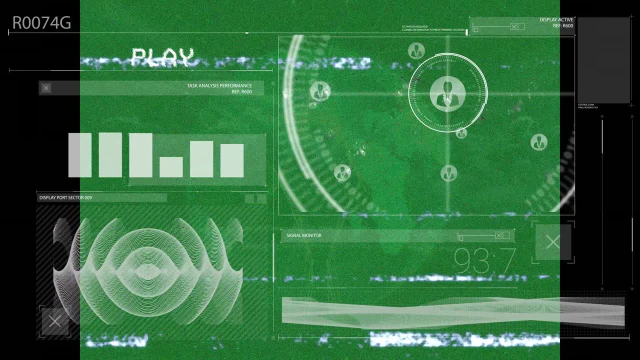 데이터 처리의 애니메이션과 초록색 배경의 지구