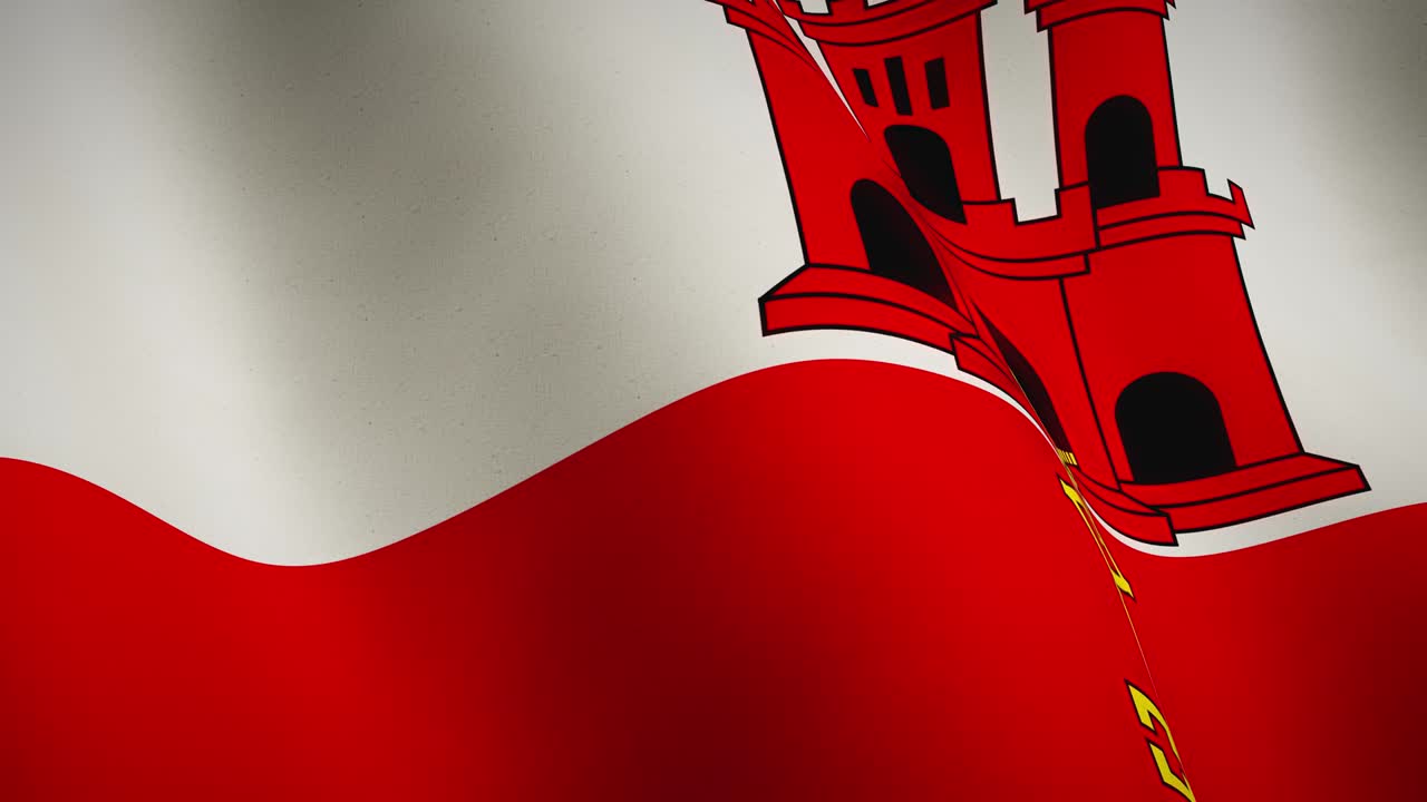 bandera de gibraltar de fondo ondeando el emblema de la democracia - animación de bucle de video sin fisuras