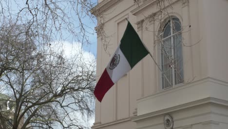 mexican flag in belgravia, london, united kingdom