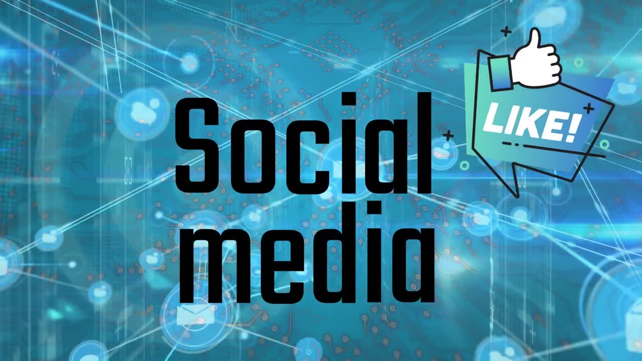 कनेक्शन और रोशनी पर सोशल मीडिया और लाइक का एनीमेशन