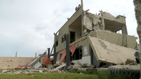 destroyed abandoned building in an airstrike during israel-hamas war 2023