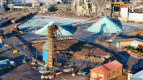 detroit salt mine, detroit michigan, usa, aerial view of industrial area