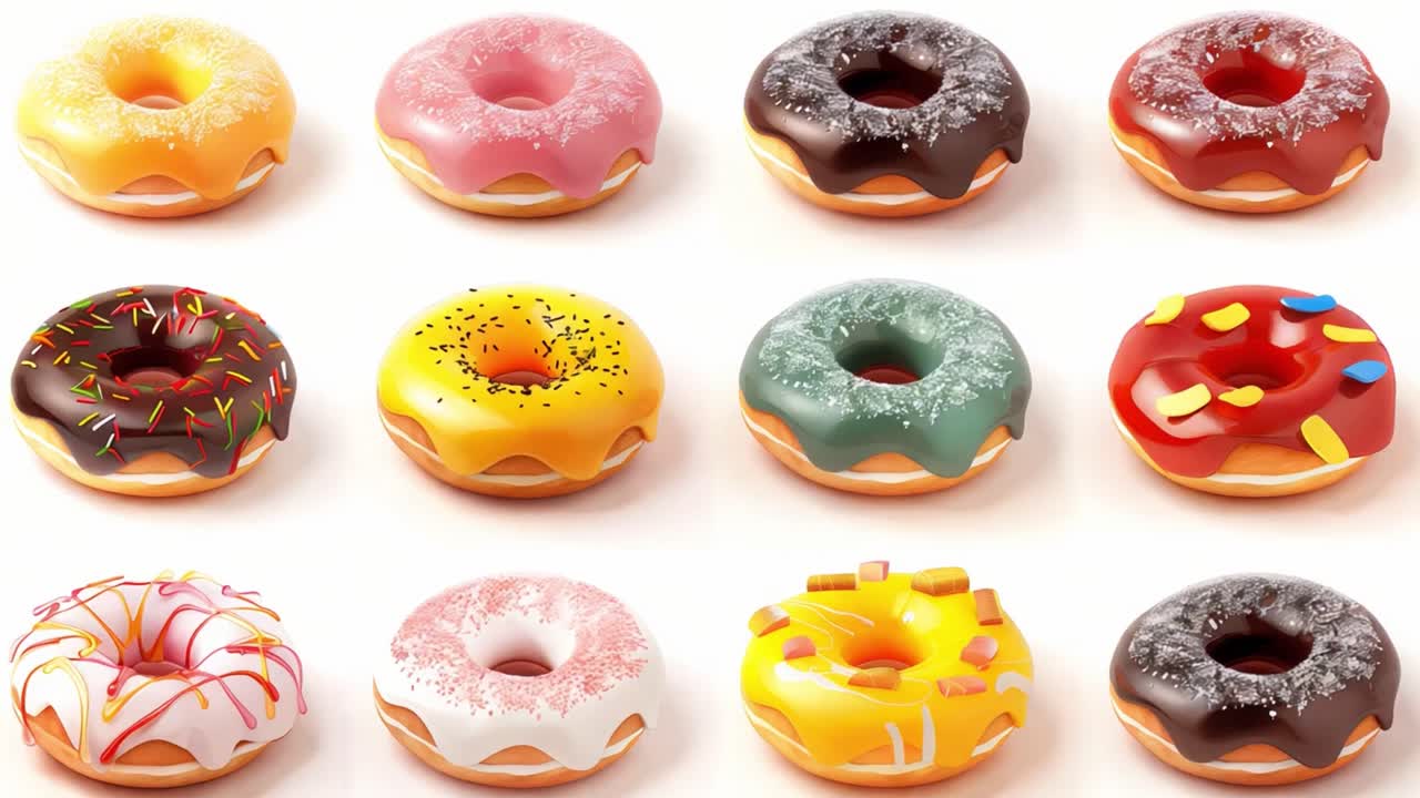Assorted Donuts with Colorful Glaze